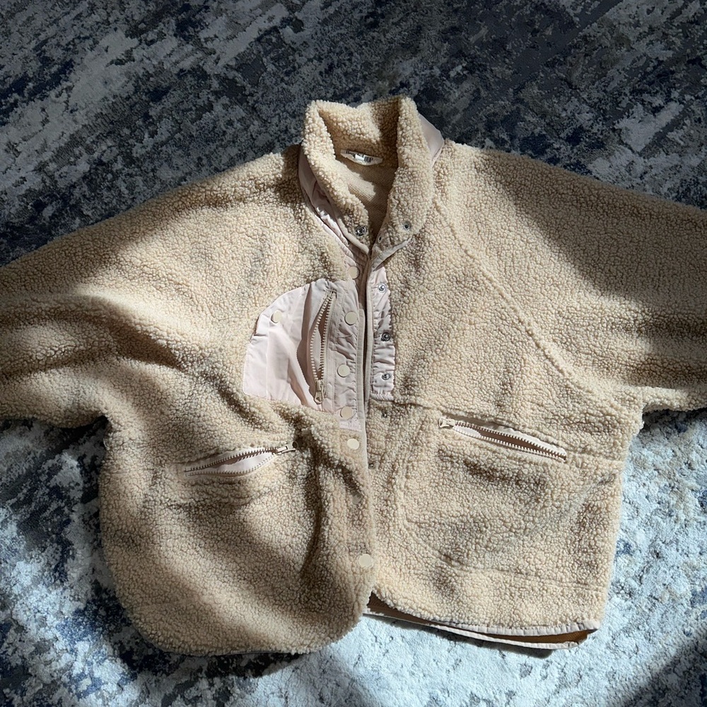 Peach Love California Teddy Jacket in Tan